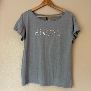 ❇️Victoria's Secret Gray Tee with Sequin 'Angel' Design 2 for $22❇️
